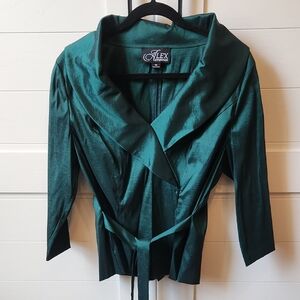 Alex Evenings Green Taffeta Formal Top